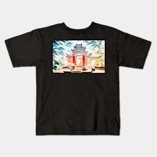 Temple complex in Asia Kids T-Shirt